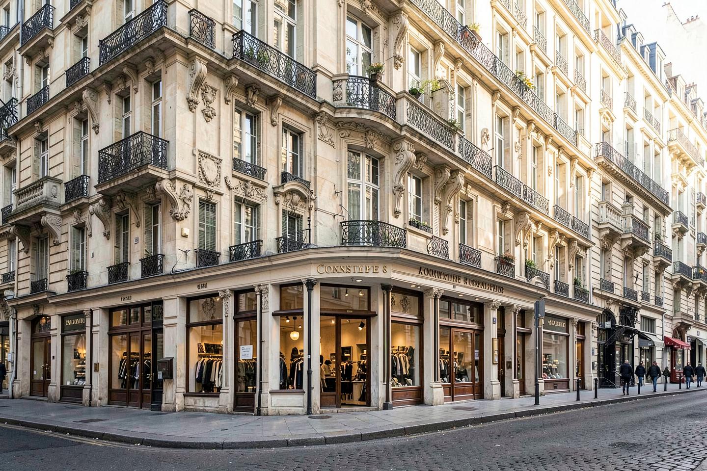 Rue commerçante parisienne dans le quartier de l'Europe